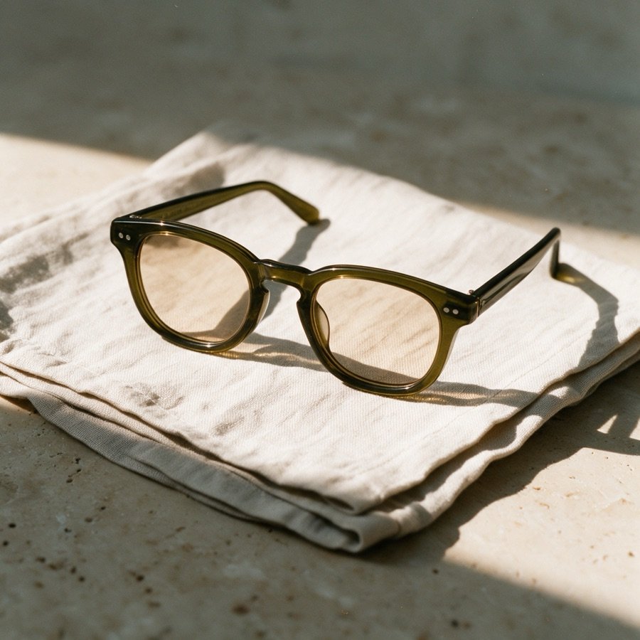 The Bohemian in translucent olive acetate